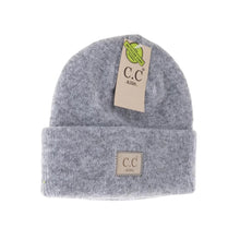 Load image into Gallery viewer, KIDS Soft Ribbed Leather Patch C.C. Beanie
