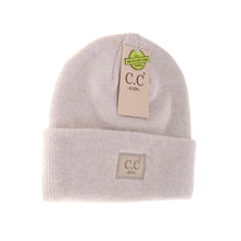 Load image into Gallery viewer, KIDS Soft Ribbed Leather Patch C.C. Beanie
