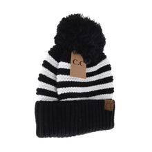 Load image into Gallery viewer, Knit Pom Striped C.C Beanie
