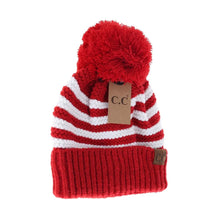 Load image into Gallery viewer, Knit Pom Striped C.C Beanie
