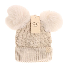 Load image into Gallery viewer, KIDS Cable Knit Double Matching Beanie
