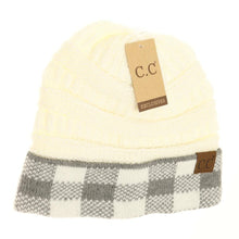 Load image into Gallery viewer, Buffalo Check Knit CC Beanie
