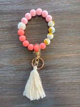 Load image into Gallery viewer, Boho Inspired Silicone Wristlet Keychain (Blue)
