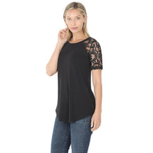 Load image into Gallery viewer, Lace Sleeve Top (Black)
