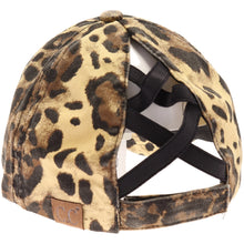 Load image into Gallery viewer, Washed Denim Criss-Cross High Ponytail CC Ball Cap

