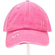 Load image into Gallery viewer, Washed Denim Criss-Cross High Ponytail CC Ball Cap
