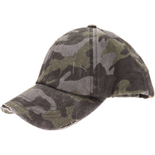 Load image into Gallery viewer, Washed Denim Criss-Cross High Ponytail CC Ball Cap
