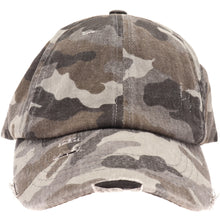 Load image into Gallery viewer, Washed Denim Criss-Cross High Ponytail CC Ball Cap
