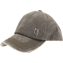 Load image into Gallery viewer, Washed Denim Criss-Cross High Ponytail CC Ball Cap

