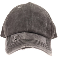 Load image into Gallery viewer, Washed Denim Criss-Cross High Ponytail CC Ball Cap
