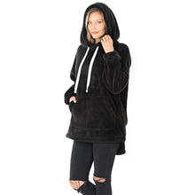 Load image into Gallery viewer, Faux Fur Hoodie with Pocket (Black)
