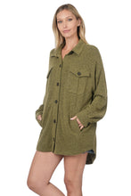 Load image into Gallery viewer, Brushed Mélange Oversized Sweater Shacket (Dk Olive)

