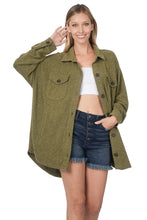 Load image into Gallery viewer, Brushed Mélange Oversized Sweater Shacket (Dk Olive)

