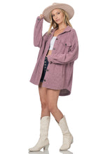 Load image into Gallery viewer, Brushed Mélange Oversized Sweater Shacket (Eggplant)
