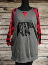Load image into Gallery viewer, Buffalo Plaid Raglan with Pockets (Mama Bear)
