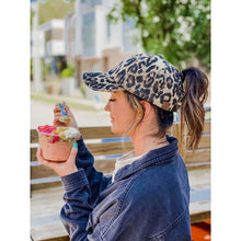 Load image into Gallery viewer, Washed Denim Criss-Cross High Ponytail CC Ball Cap
