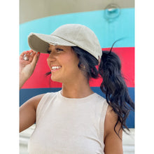 Load image into Gallery viewer, Washed Denim Criss-Cross High Ponytail CC Ball Cap
