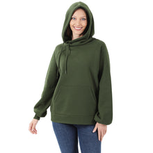 Load image into Gallery viewer, Side Tie Hoodie with Pocket (Dark Olive)
