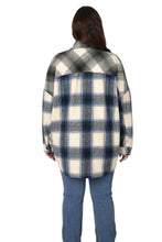 Load image into Gallery viewer, Oversized Yarn 2 Tone Plaid Longline Shacket - Teal/Olive
