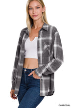 Load image into Gallery viewer, Plaid Shacket with Front Pocket (Charcoal)
