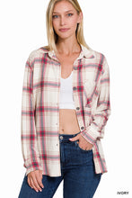 Load image into Gallery viewer, Plaid Shacket with Front Pocket (Ivory)
