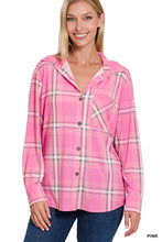 Load image into Gallery viewer, Plaid Shacket with Front Pocket (Pink)
