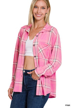 Load image into Gallery viewer, Plaid Shacket with Front Pocket (Pink)
