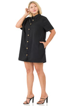 Load image into Gallery viewer, Woven Cotton Button Front Shirt Dress

