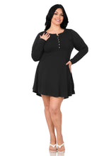 Load image into Gallery viewer, Long Sleeve Button Dress (Black)
