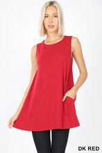 Load image into Gallery viewer, Sleeveless Tunic with Pockets (Dark Red)
