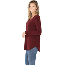 Load image into Gallery viewer, Long Sleeve V-Neck Top (Dark Burgundy)
