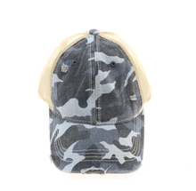 Load image into Gallery viewer, Camouflage Mesh Back High Pony CC Ball Cap

