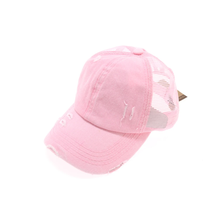Load image into Gallery viewer, Distressed Mesh Back High Pony CC Ball Cap
