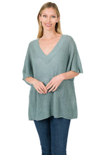 Load image into Gallery viewer, Over Sized V-neck Sweater (Blue Grey)

