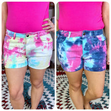 Load image into Gallery viewer, Tye Dye Denim Shorts (Dark Blues)
