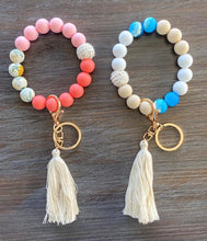 Load image into Gallery viewer, Boho Inspired Silicone Wristlet Keychain (Blue)
