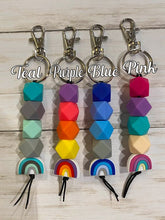 Load image into Gallery viewer, Rainbow Keychain with Silicone Beads (Blue)
