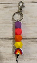 Load image into Gallery viewer, Rainbow Keychain with Silicone Beads (Teal)
