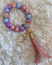 Load image into Gallery viewer, Spring Colors Silicone Wristlet Keychain (Purple Marble)
