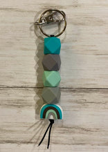 Load image into Gallery viewer, Rainbow Keychain with Silicone Beads (Teal)
