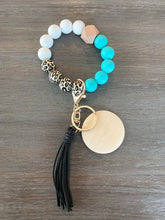 Load image into Gallery viewer, Animal Print Silicone Wristlet Keychain (Teal)
