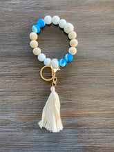 Load image into Gallery viewer, Boho Inspired Silicone Wristlet Keychain (Blue)

